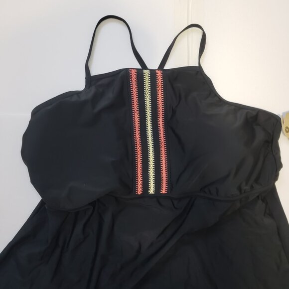 Black Women's Tankini Swimsuit 3X Plus Size Swim Shorts True Craft 2 Piece Suit - Picture 6 of 15